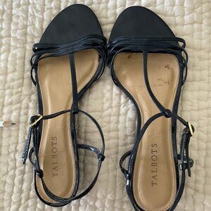 Talbots Patent Leather Strappy Leather Navy Sandals Size 8.5